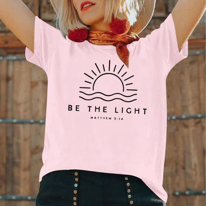 Sulayesh Christian Be The Light Shirts for Women Bible Verse Shirts Jesus Religious Faith Tshirts Inspirational Tees Tops.