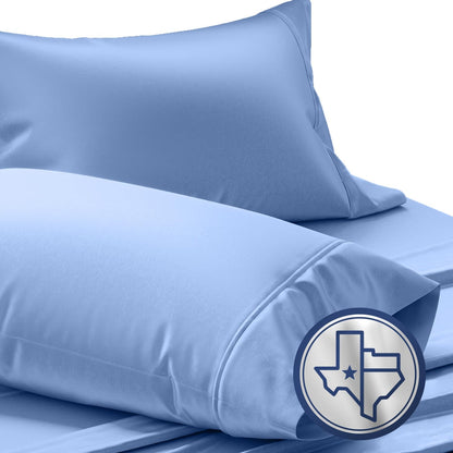 Luxury Egyptian Cotton King Deep Blue Pillow Cases Set of 2-1000 Series Lonestar Lovin' Collection Pillowcases for Sleeping, Cooling Extra Long Staple Sateen Bed Pillow Cover