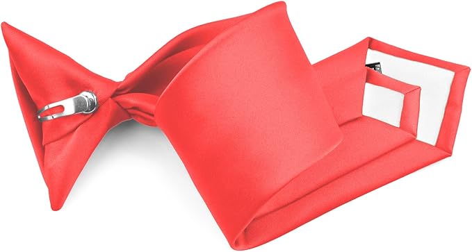 Moda Di Raza Pretied Banded Clip On Ties for Men and Young Men, Made of Woven Microfiber Fabric Tie Clip for Kid and Adult