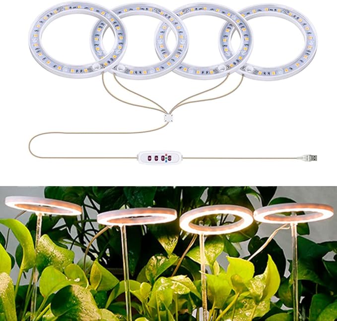LED Grow Lights, Full Spectrum LED Plant Light,Plant Growing Light with 360-Degree Circular Ring Lamp, Plant Light for Indoor Plants, Succulent, Micro Landscape(one Head)