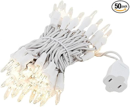 Novelty Lights 50 Light Clear Christmas Wedding Mini String Light Set, White Wire, Indoor/Outdoor UL Listed, 11' Long