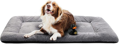 Dog Beds Crate Pad for Extra Large Dogs Fit Metal Crates,Ultra Soft Bed Washable & Anti-Slip Kennel Cozy Sleeping Mat,Gray 48inch