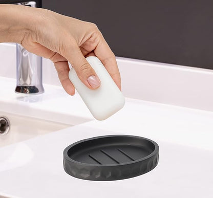 zccz Bathroom Accessory Set - 6 Pcs Black Bathroom Accessories Set with Trash Can, Toothbrush Holder, Toothbrush Cup, Soap Dispenser, Soap Dish, Toilet Brush Holder (Brush Not Included) - Accessoire Salle de Bain