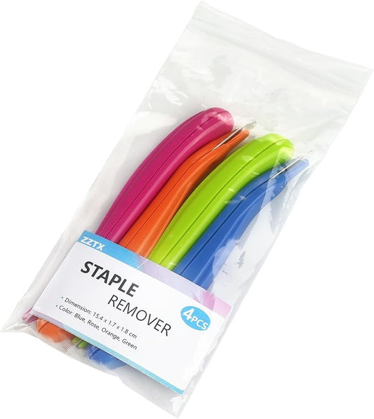 ZZTX 4 PCS Professional Magnetic Staple Remover Puller Rubberized Staples Remover Staple Removal Tool for School Office Home 4 Colors