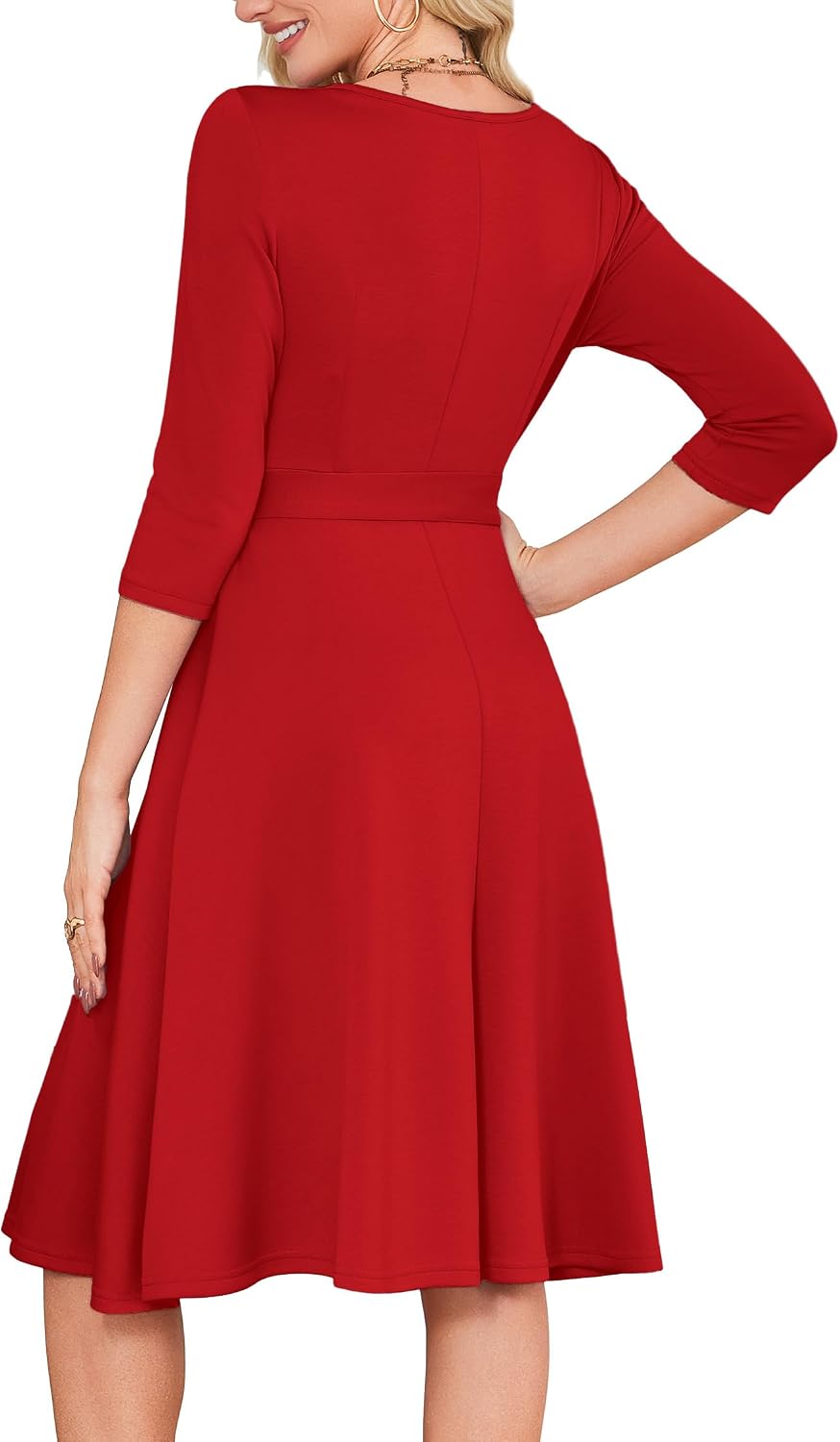 Women's Cocktail Dresses 3/4 Sleeve Formal Vintage Wedding Guest Dress (XS-3XL)