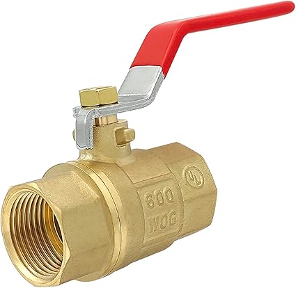 Brass 34" Full Port Ball Valve with Red Vinyl Handle, NPT Female x Female Thread,150 PSI WSP600 WOG (34"),1 pack