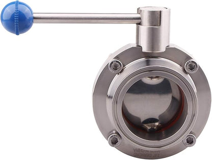 DERNORD Sanitary Butterfly Valve with Pull Handle Stainless Steel 304 Tri Clamp Clover (2.5" Tube OD)