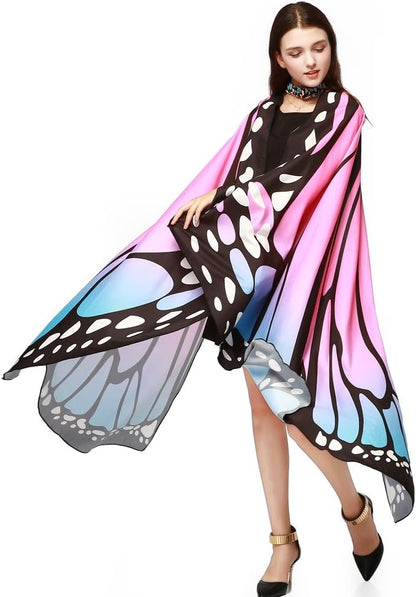 LERFEY Butterfly Wings for Women Fairy Ladies Cape Halloween Dress Up Costume Accessory Party Cape Nymph Pixie Cloak.