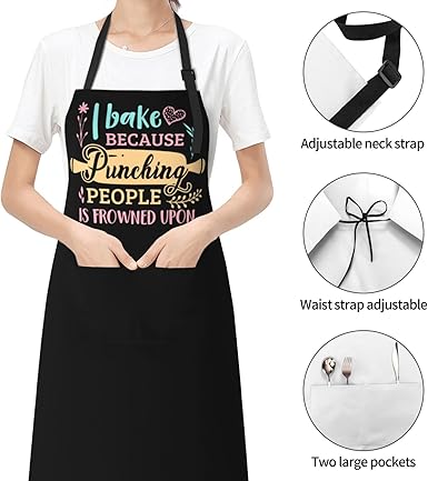 Apron With Pockets Cute Aprons Adjustable Neck Funny Waterproof And Oil-Proof Bib Fun Bibs Smock For Women Men