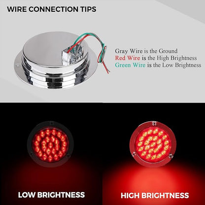 BLACKHORSE-RACING 4PCS 4" Round 24 LED Truck Trailer Stop Turn Tail Brake Lights w/Chrome Grommet, Universal Fit Vehicles with DC 12V