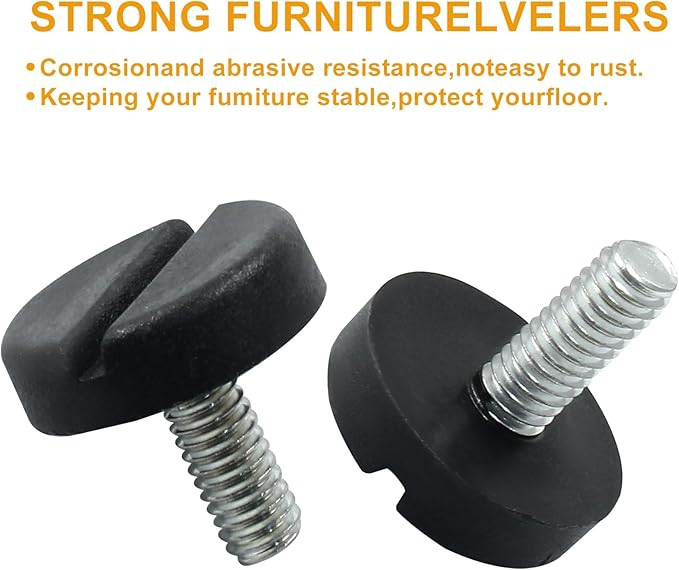 8 Pcs M6 Furniture Lvelers Table Leg Levelers, Levelling Foot Screw on Furniture Adjuster Mini Adjustable Feet for Furniture Legs Patio Furniture Feet - Black