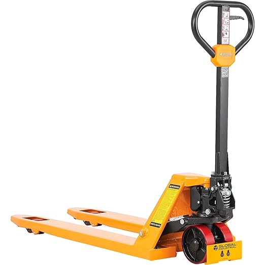 Global Industrial Pallet Jack Toe Guard Protector, Durable Steel Construction, High-Visibility Powder Coat Finish, 8-12"W x 3-12"H, Tool-Free Installation