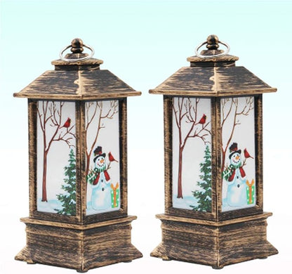 2pcs Christmas Snowman Lantern Night Lamp Decorative LED Light Desktop Bedroom Festive Tabletop Decoration Battery Operated Christmas Lanterns