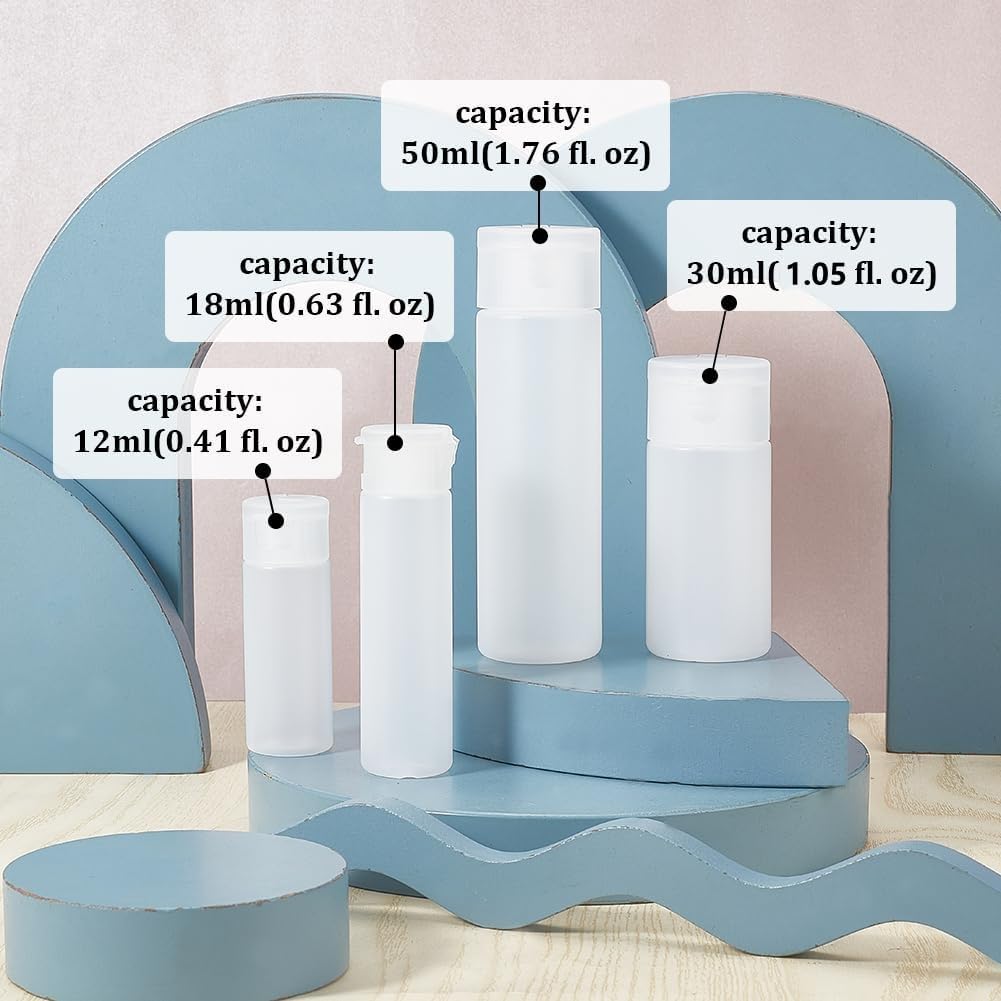 BENECREAT 4 Pack 18ml 0.6oz Small Travel Squeeze Bottles Refillable Makeup Foundation Container Travel Essentials Sample Bottles for Toiletries, Shampoo Toner Cosmetic