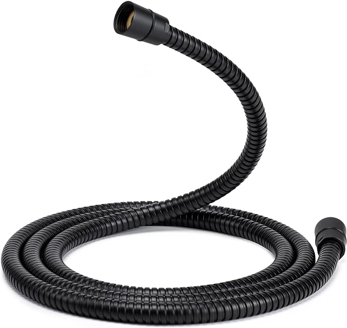 Shower Hose, 79 Inches Extra Long Stainless Steel Handheld Shower Head Hose with Brass Insert and Nut, Flexible, Matte Black