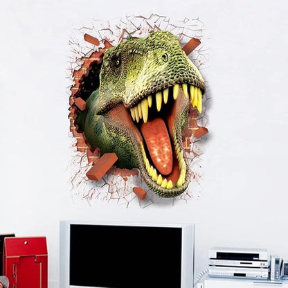 U-Shark 3D Self-adhesive Removable Break Through The Wall Vinyl Wall StickerMural Art Decals Decorator (3D Dinosaurs Opening Mouth(19.7" X 27.6"))