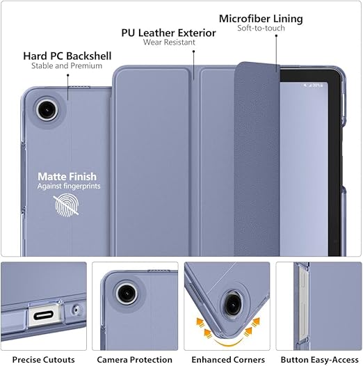 MoKo Case for Galaxy Tab A9A9 Plus 11 inch 2023, Slim Stand Protective Smart Cover with Hard PC Translucent Back Shell for Tab A9 Plus Tablet (SM-X210X216X218), Auto WakeSleep, Grey Purple