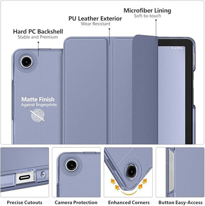MoKo Case for Galaxy Tab A9A9 Plus 11 inch 2023, Slim Stand Protective Smart Cover with Hard PC Translucent Back Shell for Tab A9 Plus Tablet (SM-X210X216X218), Auto WakeSleep, Grey Purple