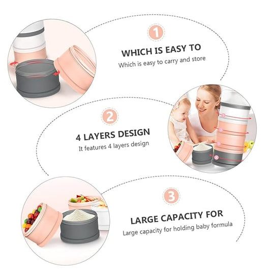 Kisangel 2pcs Box Milk Powder Box Kids Milk Powder Dispenser Outdoor Milk Powder Organizer Powder Container Three-Layer Milk Container Powder Milk Container Storage Box Pp Portable Baby