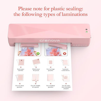 Crenova A4 Laminator Machine 4 in 1 Personal Desktop Hot  Cold with 10 Laminating Pouches No Bubbles 9 Inch Thermal Laminator for Home Office School Business Use Pink