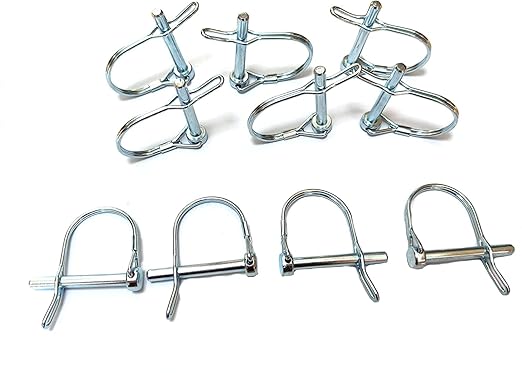 (10 Pieces) Heavy Duty Safety Coupler Pin,Round Wire Shaft Locking Pin Pto Pin 14" x 1-38"Round Arch Hitch Pin Wire Retainer for Farm Trailers Lawn