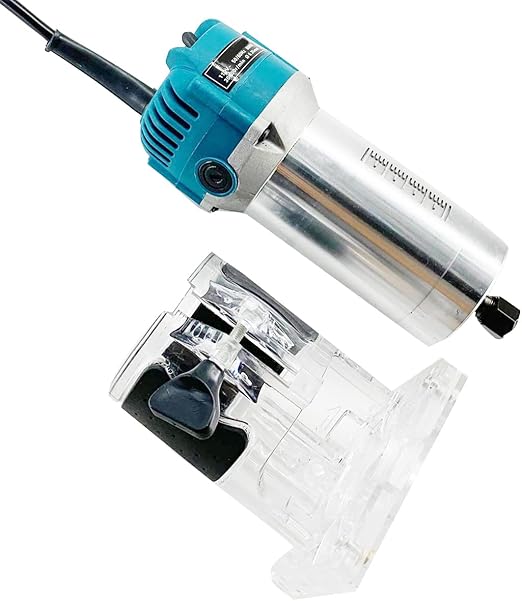 110V 800W Palm Router Electric Hand Trimer Wood Router 1/4" Collets Woodworking Tool Laminate Trimer, Blue