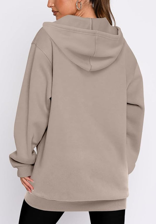 StunShow Women's Zip Up Hoodies Oversized Fleece Long Sleeve Sweatshirts Casual Fall Jacket Coat with Pocket(S-3XL)