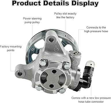 Power Steering Pump with Pulley Compatible with Honda CR-V 2.4L 2002 2005 to 2011, Acura RSX 2.0L 2002 to 2006, Acura TSX 2.4L 2006 to 2008, Honda Accord 2006 to 2007, Replacement for 21-5419