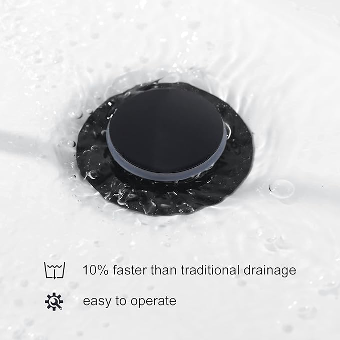 CREA Bathroom Sink Drain, Bathroom Sink Stopper with Drain Hair Catcher Pop Up Drain 1 12" for Bathroom Vanity Kitchen Sink with Overflow, Matte Black