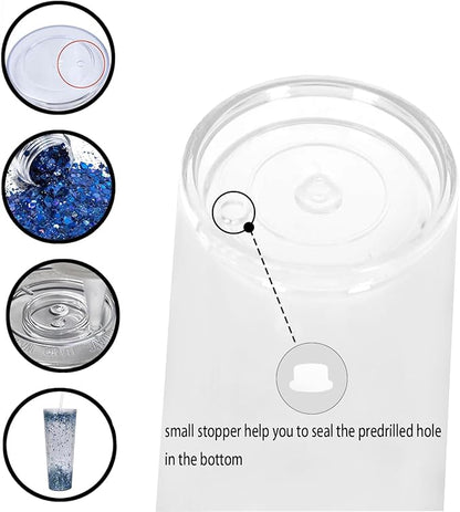 24oz Tumbler with Lid and Straw, Leak Proof and Double Wall Insulated Reusable Plastic Cups,Travel Reusable Iced Coffee Cup (1, Transparent Color)