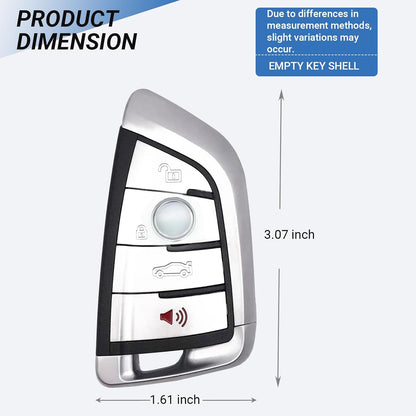 Replacement Keyless Entry Key Fob Case Cover fit for BMW 1 3 5 Series X3 X5 X6 Z4 328i Z4 M5 M6 F10 F15 E90 E92 E93 Key Fob Shell (Silver)
