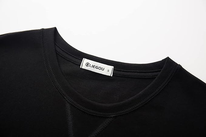 KLIEGOU Mens 100 Cotton Hipster Hip Hop Longline Crewneck T-Shirt Pre - Shrunk S-4XL