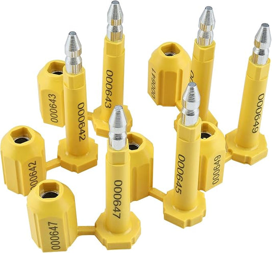 NovelBee 50pcs 0325751-0325800 Bolt Seal Shipping Seal with Print Progressive Numbering for Cargo Containers and Truck Trailers, Cargo Container Seals (Yellow)