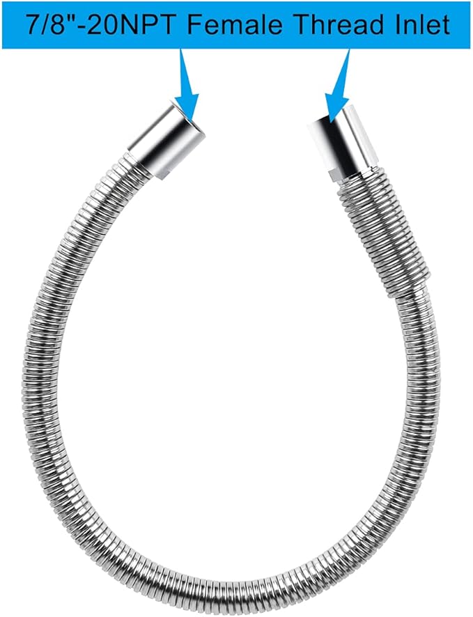 Pre Rinse Faucet 30 Inch Stainless Steel Sprayer for Commercial Kitchen Sink, 1.42 GPM Dish Spray Hose Replacement Kit
