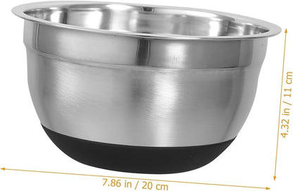 Stainless Steel Mixing Bowl with Base Non Slip Food Mixing Bowl for Cooking Baking and Kneading Dough Easy to Clean Multi Functional Kitchen Essential