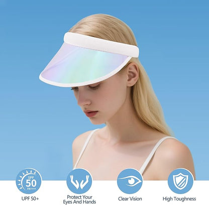 Surkat Women Sun Visors Hologram Wide Brim Thicker Sweatband UV Protective Sportswear Visors Sunhat