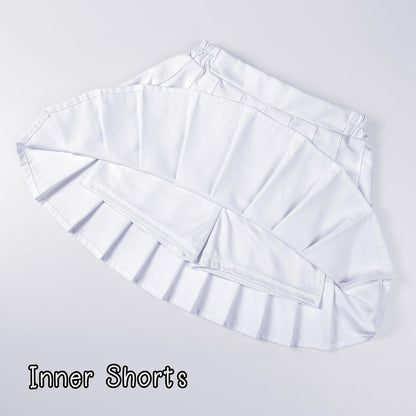 High-quality pleated mini skirt, perfect for school, parties, or everyday wear, with breathable polyester fabric and attached safety shorts.