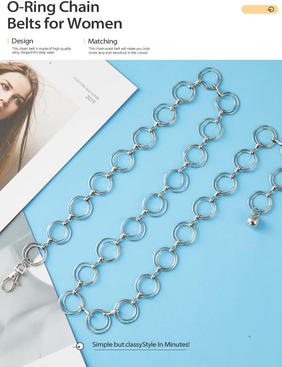 FIORETTO Chain Belt for Women Metal Waist Chain Fashion Multilayer Chain Belts for Dress