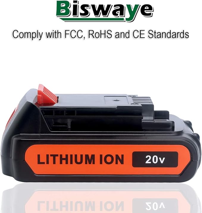 Biswaye LBXR20 20V Lithium Battery Compatible with Black  Decker 20V MAX Lithium Battery LBXR2520 LBXR2020 LBX20 LB2X4020 LB2X3020 and LCC221 LST522 LST201 LST220 LST300 20V Max Tools