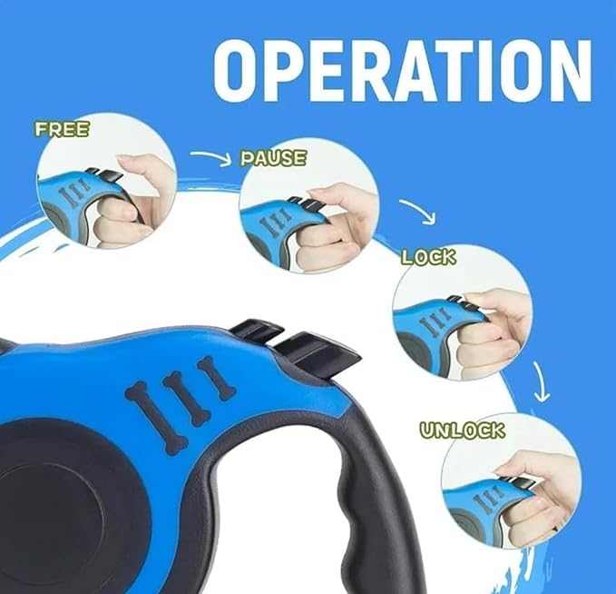 360 Tangle-Free Retractable Automatic Dog Leash  10 ft Strong Nylon Tape  One-Handed Brake, Pause, Lock (Green, Small)