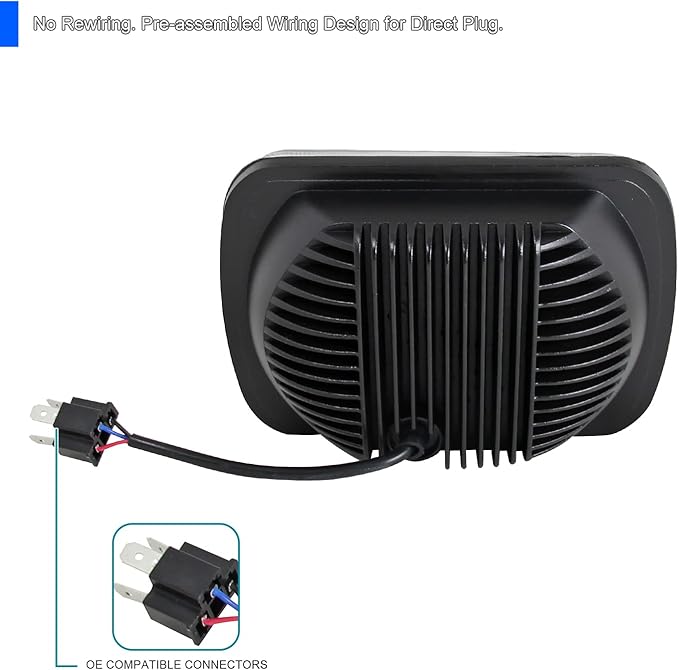Spec-D Tuning 7"X6" H4 15 LED Light Bulb Clear Sealed Beam Headlight IP67 Head Light Assembly
