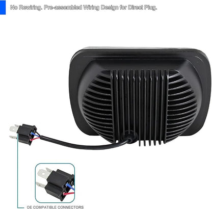 Spec-D Tuning 7"X6" H4 15 LED Light Bulb Clear Sealed Beam Headlight IP67 Head Light Assembly
