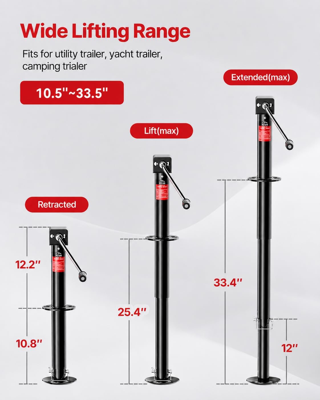 5000 lbs A-Frame Trailer Jack, 20-24V Cordless Drill Compatible, 23" Lift, Raises Up an extra 15", for Utility,RVs (Black)