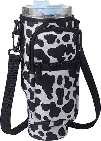 Water Bottle Carrier Bag with Phone Pocket for Stanley Quencher H2.0  Adventure 40oz Tumbler, Adjustable Shoulder Hand Strap, Accessories for Walking Hiking Travelling Camping