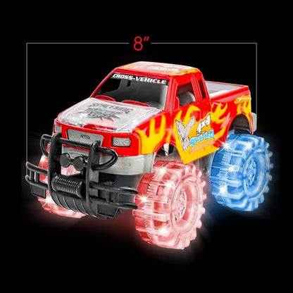 ArtCreativity Light Up Red Monster Truck, 1 Piece, 8 Inch Monster Truck Toy with Flashing LED Tires  Batteries, Push n Go Car Toys for Kids, Fun Gift for Boys  Girls Ages 3  Up...