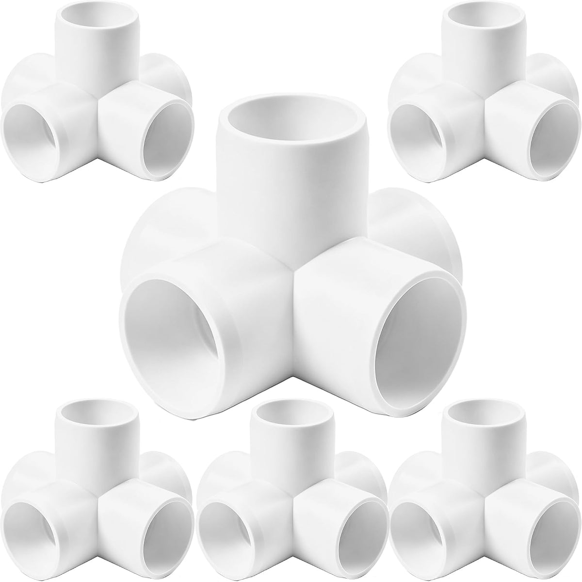 6Pack 1-1/2”PVC Fittings 5-Way Side Outlet Elbow Fitting for Furniture 5 Way PVC Pipe Fitting SCH40 Grade Side Outlet Tees 90 Degree Corner Elbow Fittings for Greenhouse Frame Tent Connections