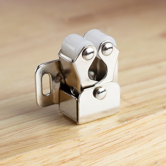 2 PCS Cabinet Latch Double Roller Catch Hardware for Cupboard Closet Cabinet Door Latches and Catches, Nickel