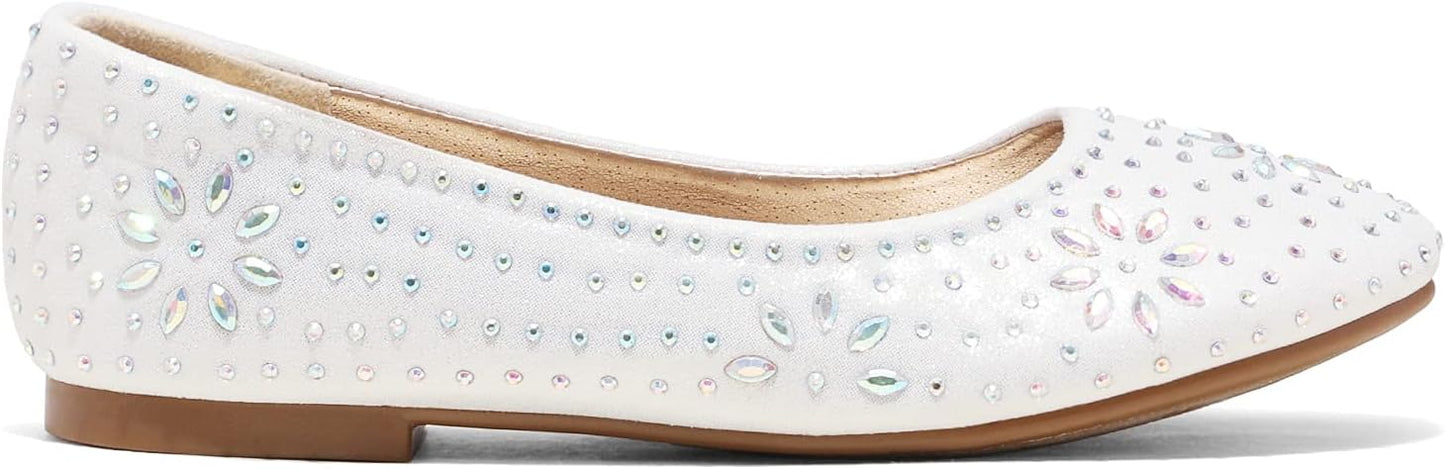 DREAM PAIRS Girls Dress Shoes Slip-on Rhinestone Glitter Ballet Flats for Wedding, Party, Birthday, Prom, Little KidBig Kid