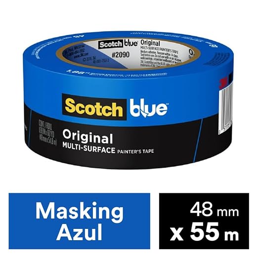 ScotchBlue Original Multi-Surface Painters Tape, 2 Inch Wide (1.88 in. x 60 Yds), 1 Roll Blue Paint Tape Protects Surfaces & Removes Easily, Masking Tape for Indoor and Outdoor Use (2090)