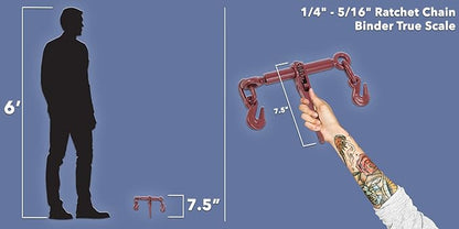 Mytee Products (2 Pack) Ratchet Chain Binder 1/4" - 5/16" Chain Binders Tie Down Hauling Red